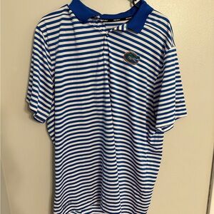Nike Blue and White Striped Men's Polo Shirt